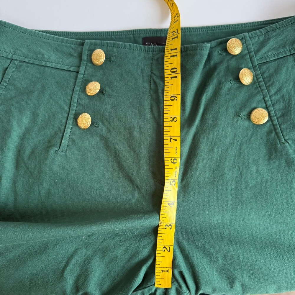Talbots Green Sailor Pants Womens 14w Petite Wide Leg Gold Button High Rise Crop - Picture 6 of 8